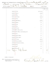 Scan of the Invoice of Subsistence Stores.